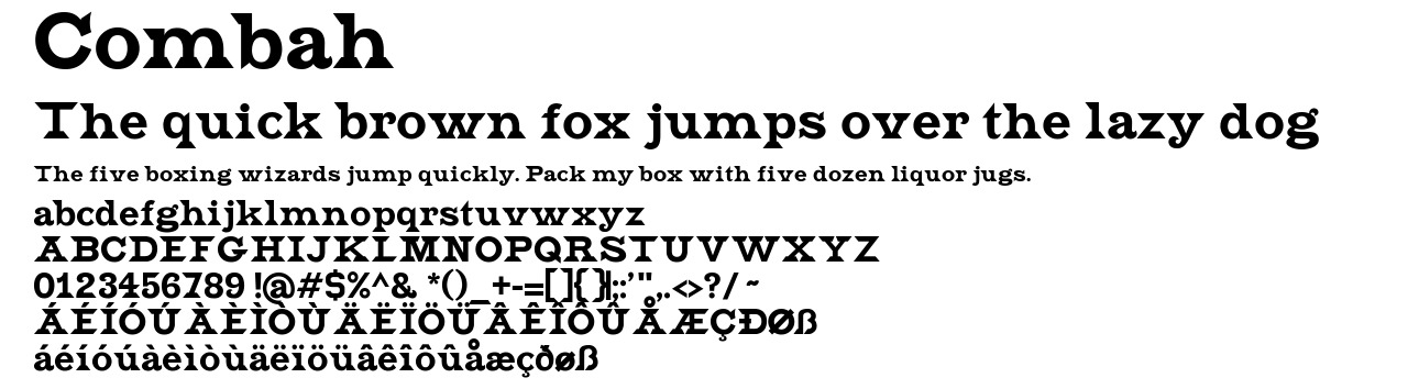 A demo picture of the font Combah.ttf
