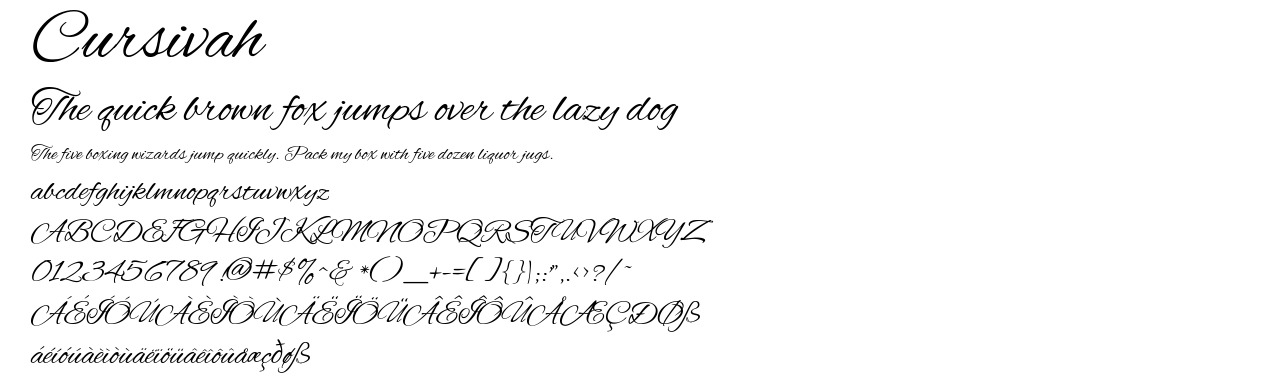 A demo picture of the font Cursivah.ttf