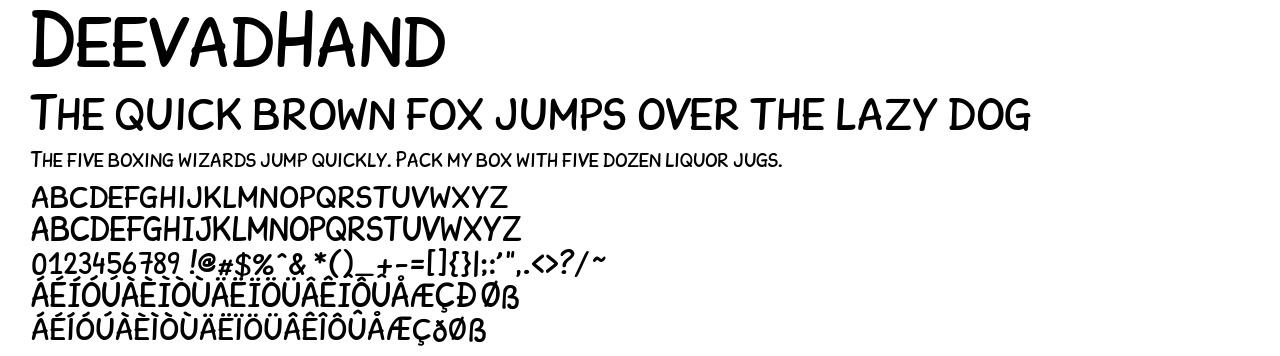 A demo picture of the font DeevadHand.ttf