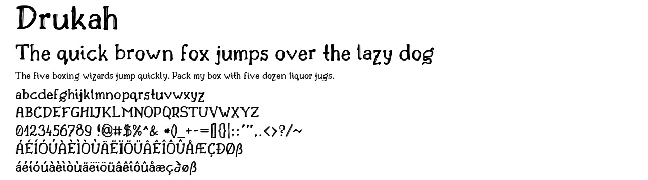 A demo picture of the font Drukah.ttf