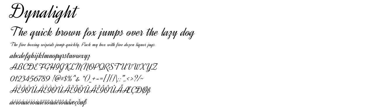 A demo picture of the font Dynalight.otf