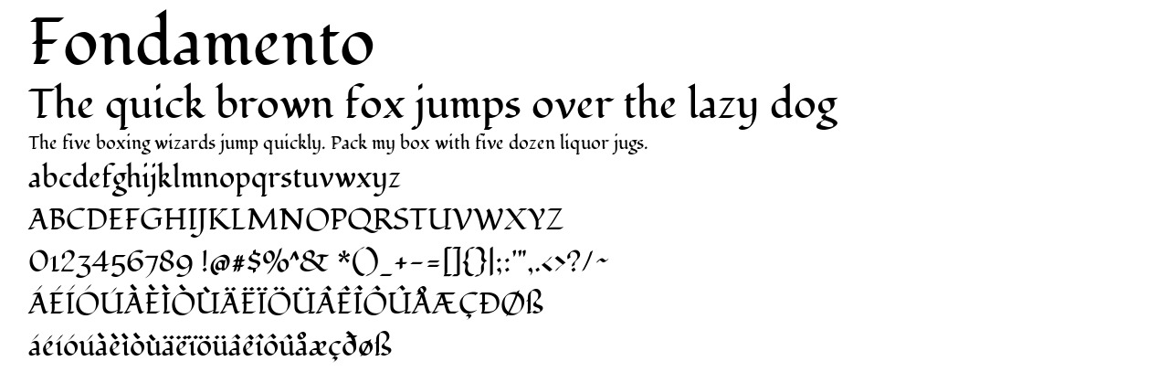 A demo picture of the font Fondamento.ttf
