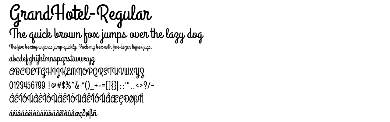 A demo picture of the font GrandHotel-Regular.ttf