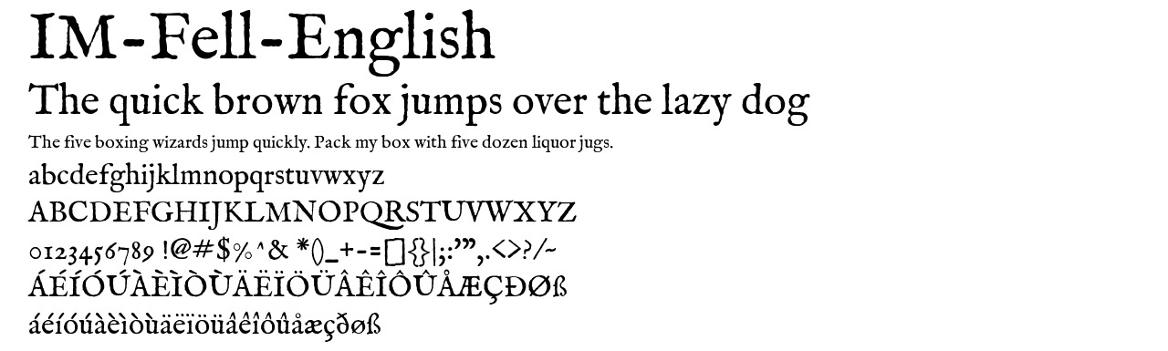 A demo picture of the font IM-Fell-English.ttf