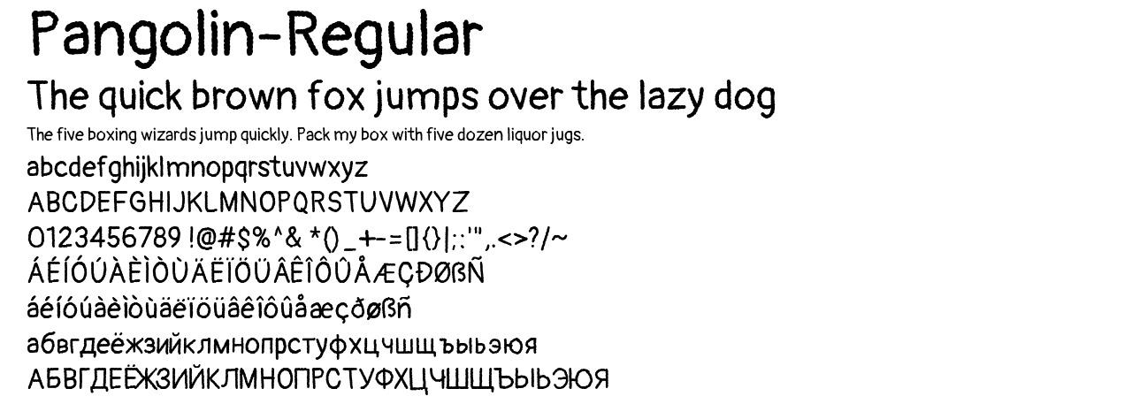 A demo picture of the font Pangolin-Regular.ttf