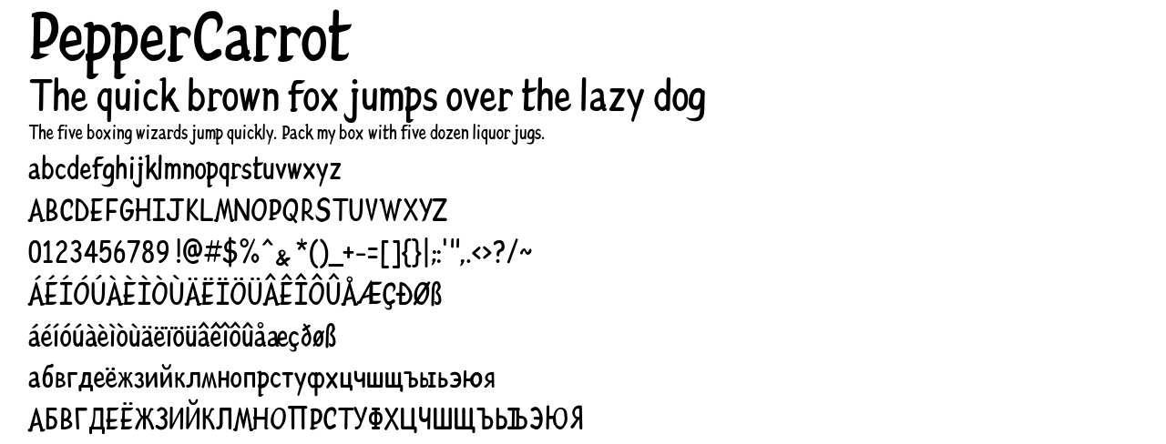A demo picture of the font PepperCarrot.woff2