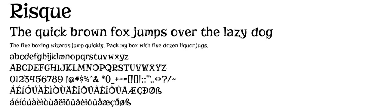 A demo picture of the font Risque.otf