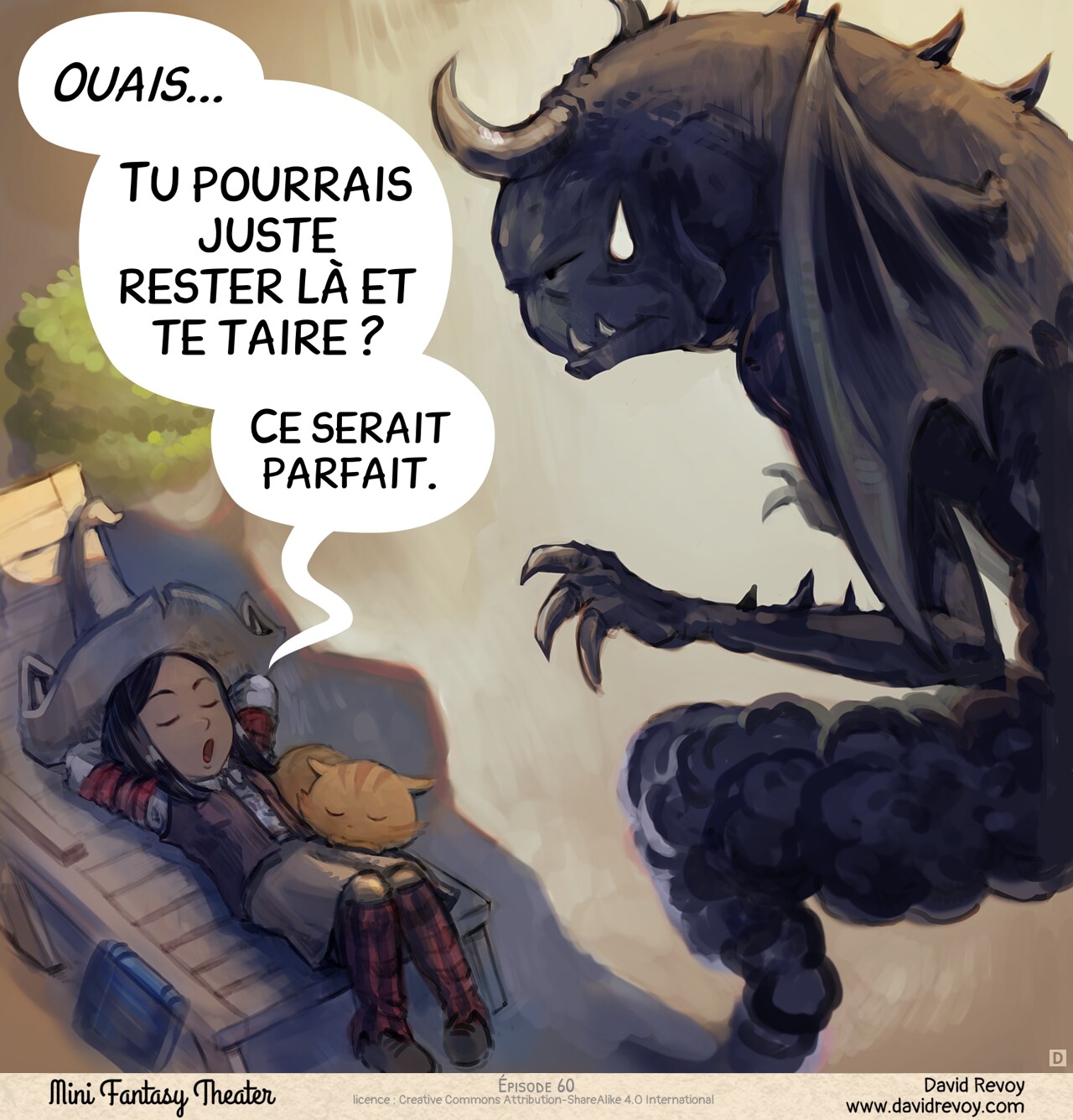 Case 4. Pepper a les bras croisés derrière la tête, se détendant à l'ombre, et Carrot la rejoint. Shadowrex Supremus est frustré d'être réduit à ça.  
Pepper : « Ouais... Tu pourrais juste rester là et te taire ? Ce serait parfait. »