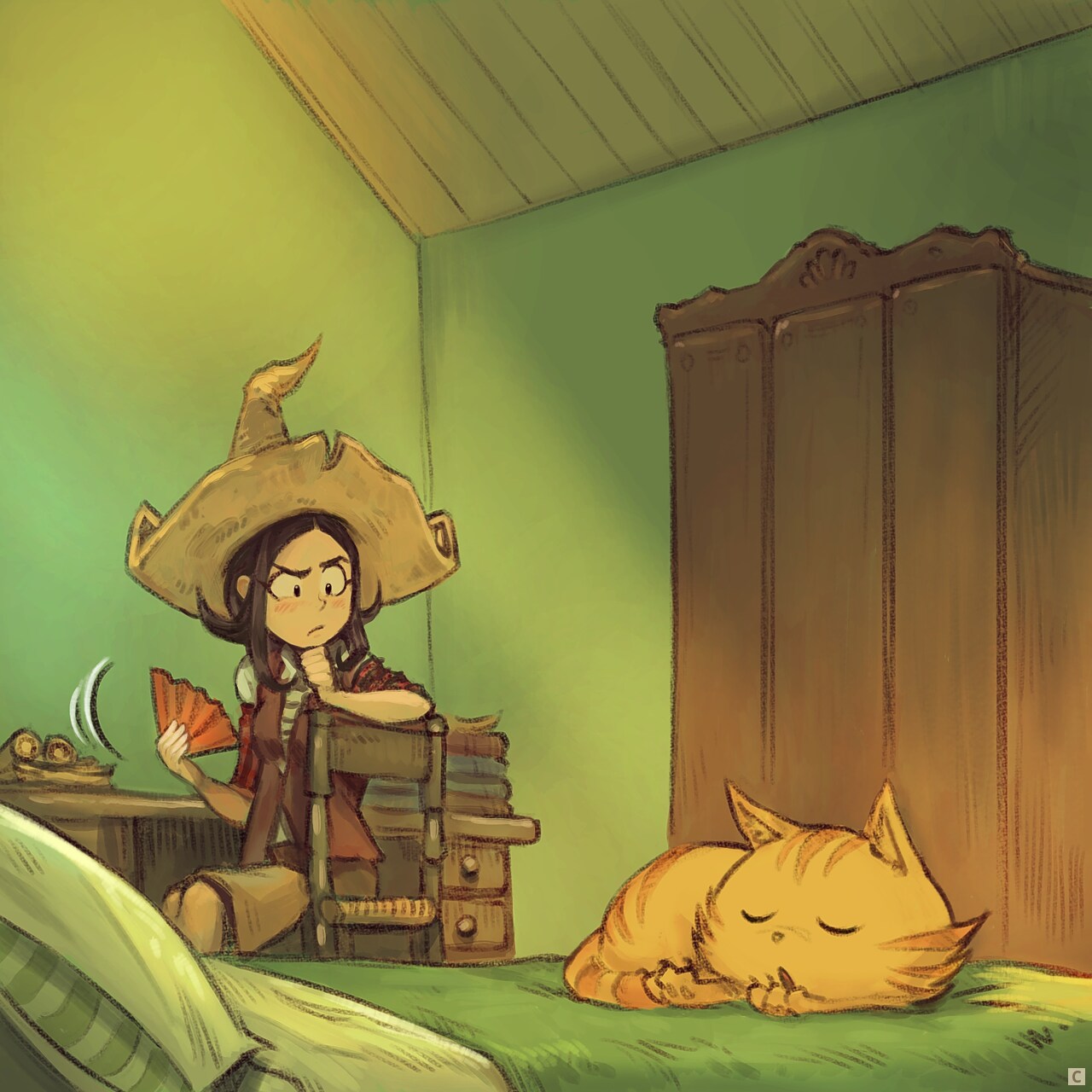 Panel 3. Pepper pauses and thinks for a moment.